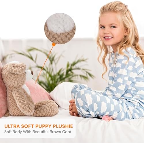 CHILDLIKE BEHAVIOR Dog Plush Toy - 15 Light Brown Cuddly Pillow for Kids