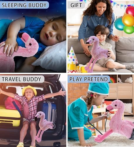 DolliBu Flamingo Plush Toy - 8 Inch Cute Huggable Stuffed Animal