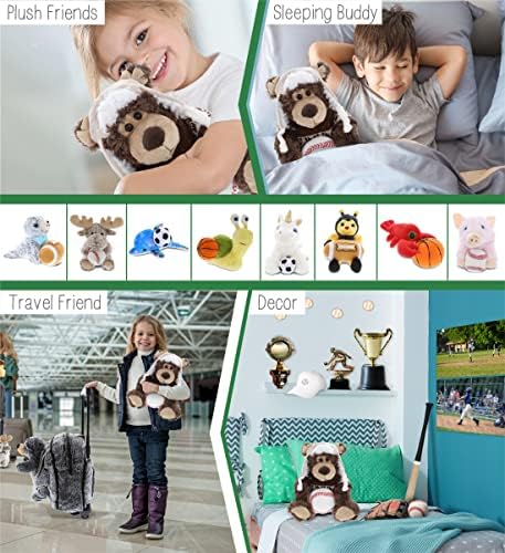 DolliBu Grizzly Bear with Clothes and Baseball - 9 Inch