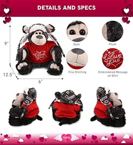DolliBu Personalized I Love You Black Bear Plush - 125 Inches