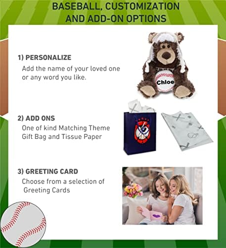 DolliBu Grizzly Bear with Clothes and Baseball - 9 Inch