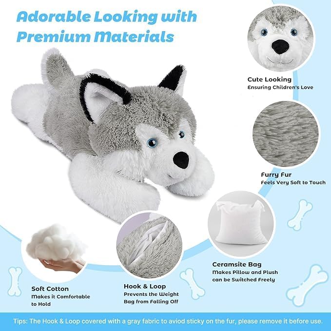 Bobbie Laxi 25 Weighted Husky Plush Toy