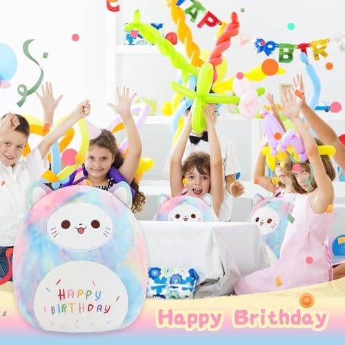 ForYoung 12 Happy Birthday Cat Plush Pillow