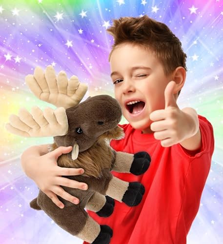 DolliBu Standing Moose Plush Toy - 8 Inches