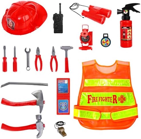 Noamus 18 Pcs Fireman Costume for Kids Ages 3-7