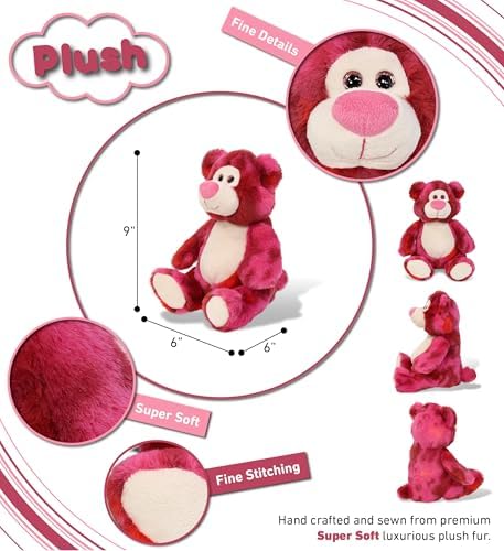 DolliBu Pink Tie-Dye Bear Plush Toy 9 Inches