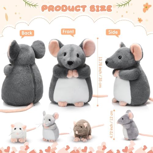 5 Pcs Mouse Plush Toy Set for Kids and Rat Lovers