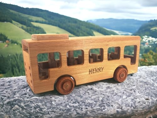 Personalized Wooden School Bus Toy for Toddlers 1