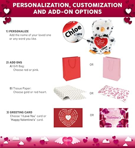 DolliBu I Love You Valentine White Owl Stuffed Animal