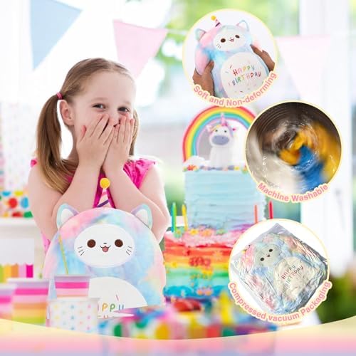 ForYoung 12 Happy Birthday Cat Plush Pillow