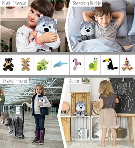 Puzzled DolliBu Plush Husky Dog - Soft Huggable 9 Inch Grey Sled Dog Toy