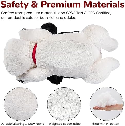 Meowtastic Black White Weighted Plush Dog