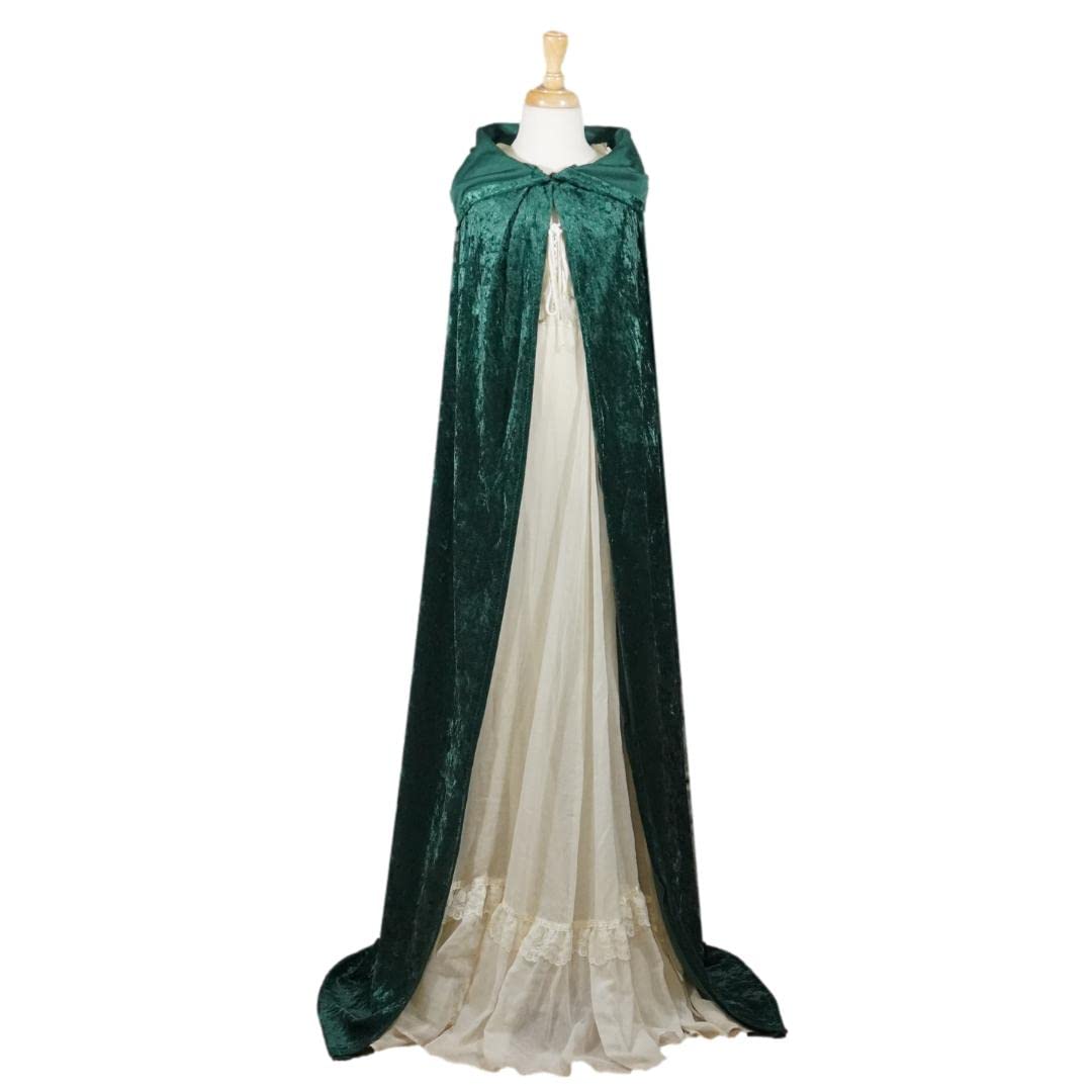 Hunter Emerald Green Crushed Velvet Hooded Cape - Adult Small 1