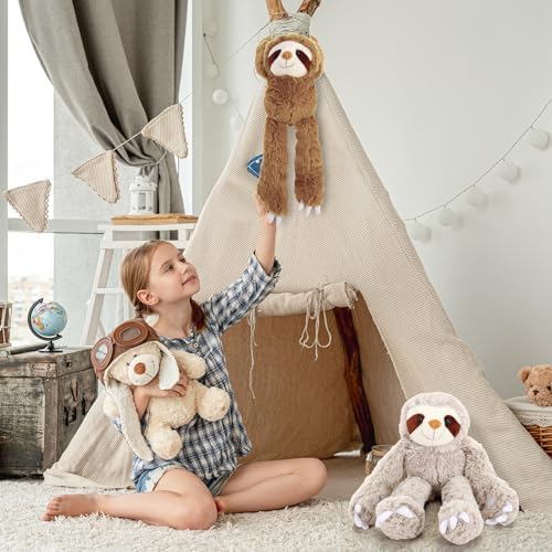 Queekay 2-Pack Sloth Plush Hanging Toy with Hook and Loop