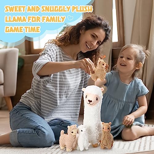 Jenaai Llama Plush Set with 4 Baby Llamas Cute Soft Stuffed Animals