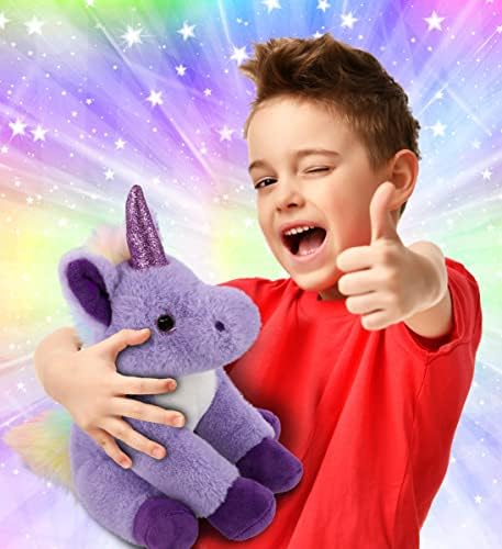 DolliBu Plush Purple Unicorn Toy - 9 Inches Huggable