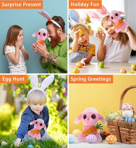DolliBu Sparkling Eyes Pink Poodle Dog Easter Plush Toy - 6 Inches