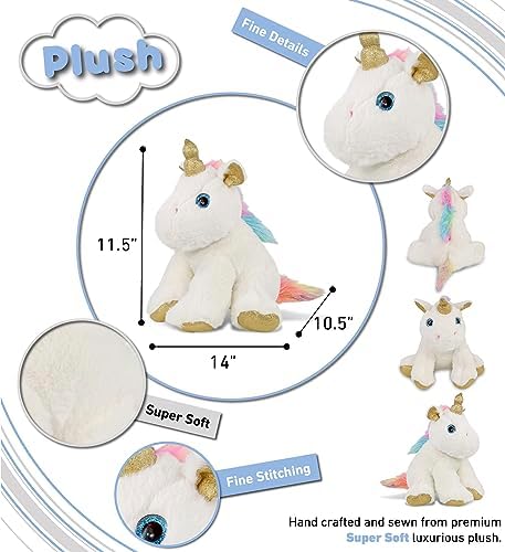 DolliBu White Gold Unicorn Plush 115 Inch