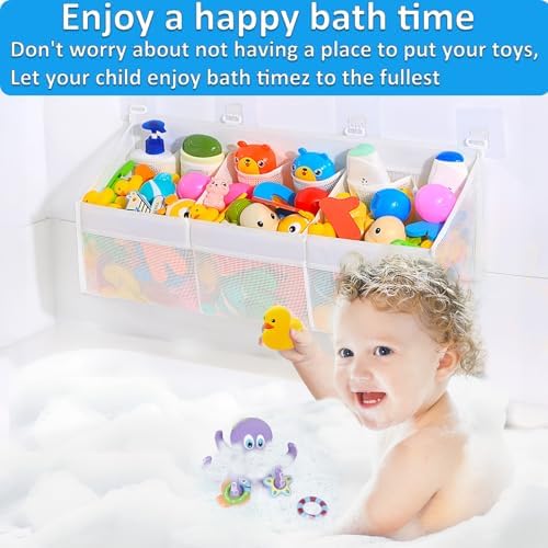 KPH Bath Toy Holder with 6 Pockets and Mesh Drying Design
