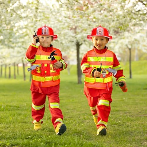 Noamus 18 Pcs Fireman Costume for Kids Ages 3-7