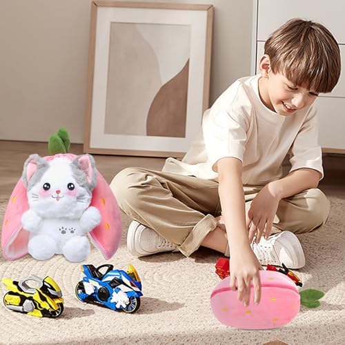 MIAODAM Strawberry Cat Plush Toy 118inch Kawaii Stuffed Animal