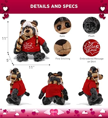 DolliBu I Love You Valentine Standing Black Bear - 11 Inches
