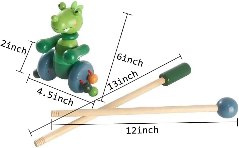 RUYU Perky Crocodile Push Pull Toy for Toddlers