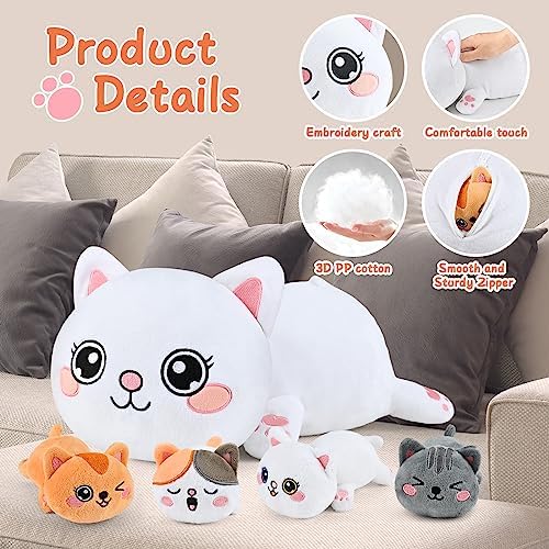KMUYSL Plush Kitty Set - Mommy with 4 Baby Kitties