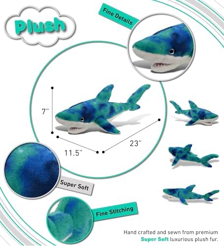 DolliBu Blue Tie-Dye Shark Plush Toy 23 Inches