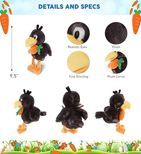 DolliBu Easter Crow Plush with Carrot - 95 Inch Cute Stuffed Toy