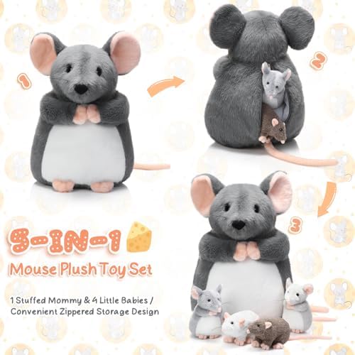 5 Pcs Mouse Plush Toy Set for Kids and Rat Lovers