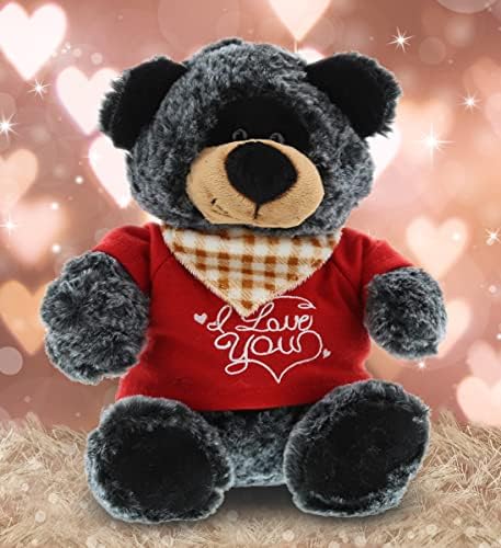 DolliBu I Love You Valentine Black Bear Plush - 8 Inches
