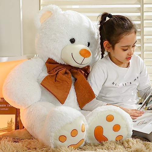 40 Inch White Teddy Bear Plush Pillow Gift