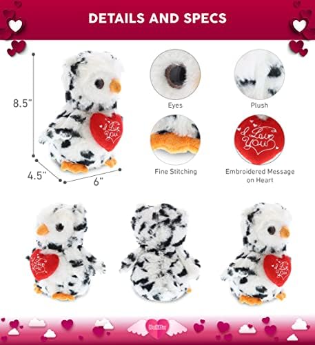 DolliBu I Love You Valentine White Owl Stuffed Animal