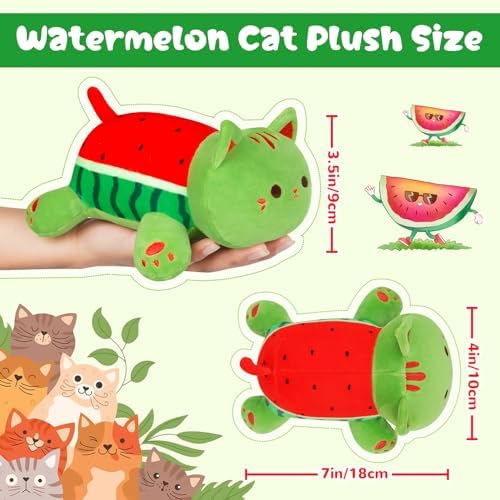 Bekrgwiy Watermelon Cat Plushie 4in Cute Stuffed Animal