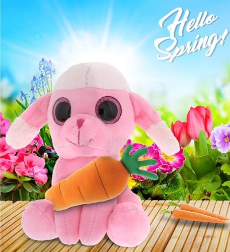 DolliBu Sparkling Eyes Pink Poodle Dog Easter Plush Toy - 6 Inches