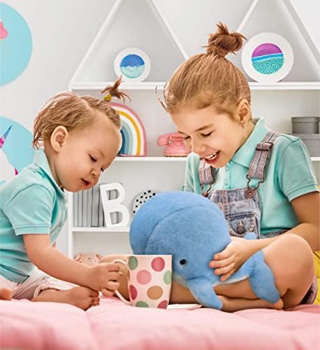 DolliBu Soft Blue Whale Plush Toy - 13 Inches Huggable Stuffed Animal