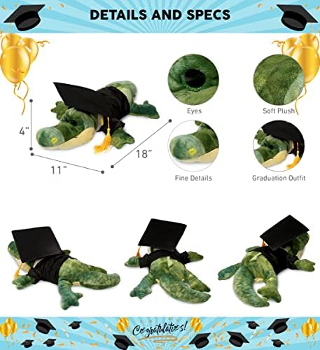 DolliBu Alligator Graduation Plush Toy - 18 Inches