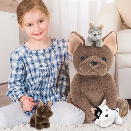 Tezituor French Bulldog Plush with 3 Puppies 177 Inches