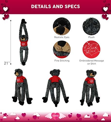 DolliBu I Love You Valentine Black Bear Plush Toy