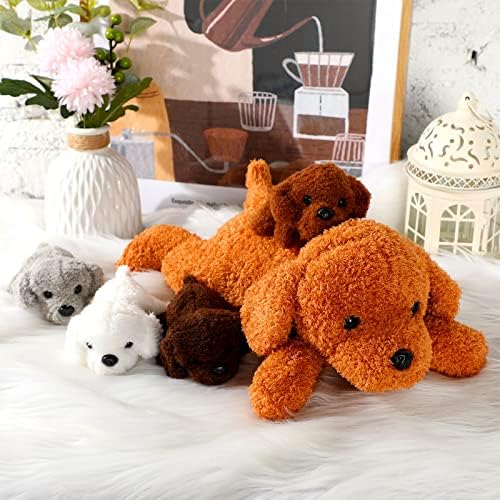 Skylety 5 Pcs Dog Stuffed Animal Set with Baby Puppies