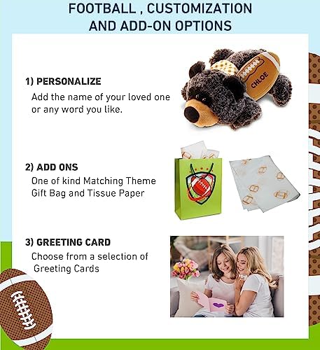 DolliBu Black Bear Plush with Football - 9 Inch Huggable Stuffed Animal