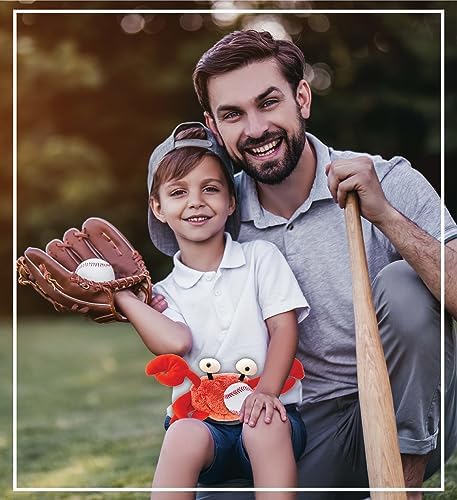 DolliBu Red Crab Plush with Baseball - 12 Inches