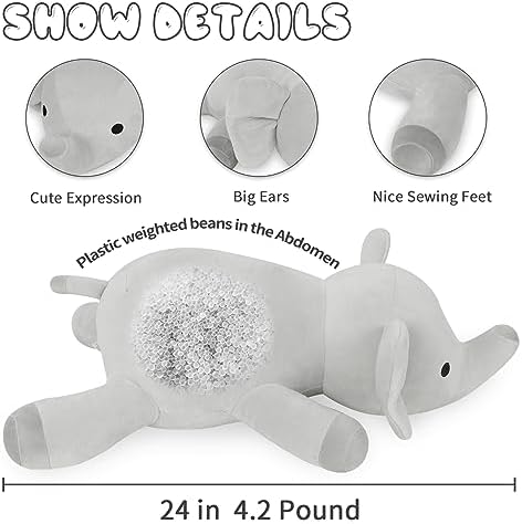 OurHonor 24 Weighted Elephant Plush Toy 42Lbs Soft Comfort Gift