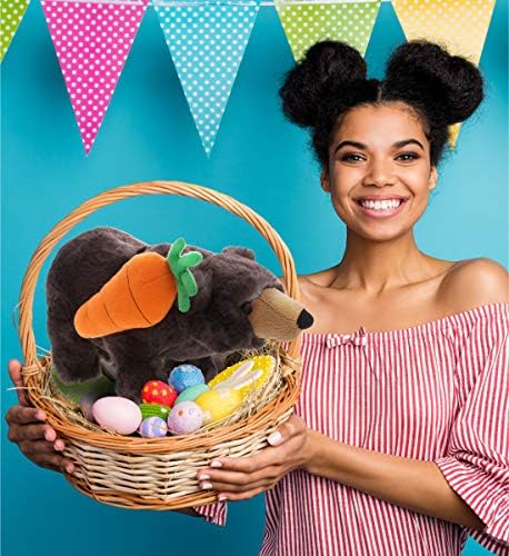 DolliBu Happy Easter Soft Plush Black Bear with Carrot