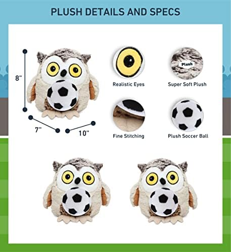 DolliBu Fat Brown Owl Stuffed Animal with Soccer Ball Plush