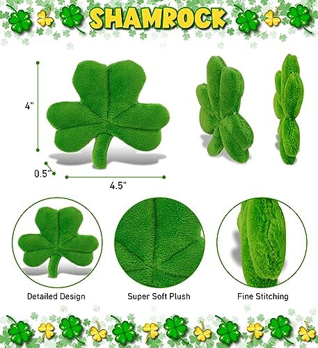DolliBu Green Shamrock Plush Toy - 4 Inches