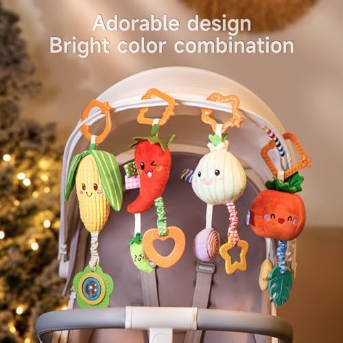 TUMAMA Hanging Baby Toys 4 Pack - Vegetable Teether Set
