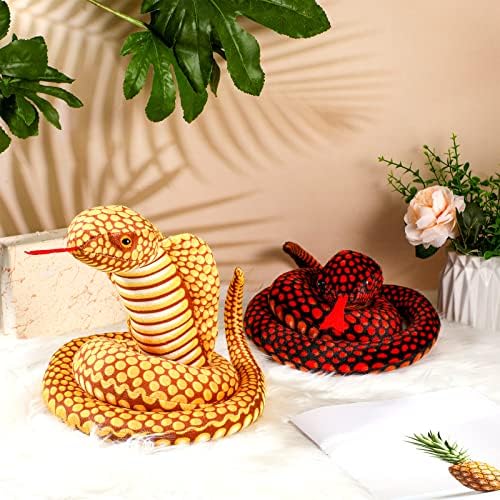 Zhanmai 2 Pcs Giant Lifelike Cobra Plush Snake Toys