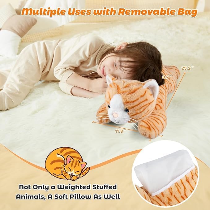 Bobbie Laxi 25 Cat Weighted Plush Toy for Comfort and Cuddle
